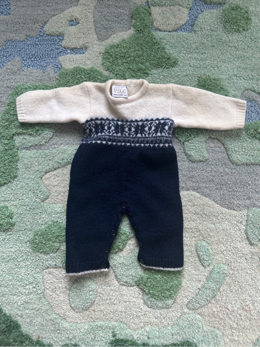 PAZ RODRIGUEZ 100% Wool Knit Baby Romper - Heirloom Quality - Newborn